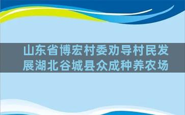 山东省博宏村委劝导村民发展湖北谷城县众成种养农场